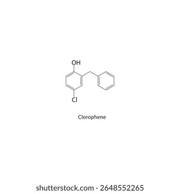 Estrutura do esqueleto do Clorofeno. Ilustração esquemática do composto antisséptico. Diagrama simples, fórmula química.