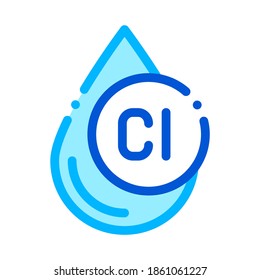 Clorum Liquid Drop Water Treatment Vector Icon Sign Thin Line. Water Treatment Linear Pictogram. Recycling Environmental Ecosystem Plumbing Industry Contour Illustration