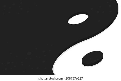 close up of 3D yin yang symbol with copy space texture background, vector religion art illustration.