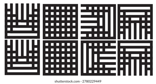 Close up of an abstract geometric pattern composed of interlocking squares and grid lines