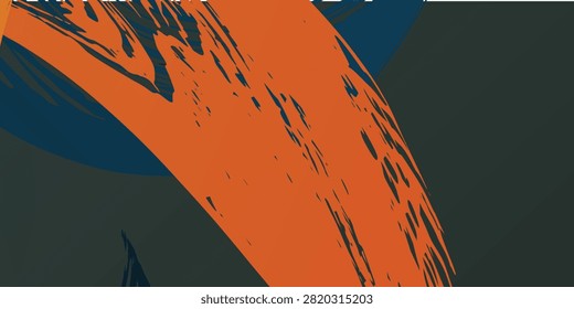 close up of abstract orange brush stroke with dark blue accents on dark background digital painting and modern artistic design