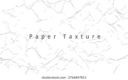 Close up of abstract white crumpled paper background texture, showing detailed gray wrinkles and folds illustration.