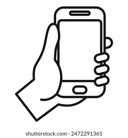 Close up of an adult hand holding a modern smartphone with a blank screen, showcasing the latest innovation in mobile technology for professional use in business and communication