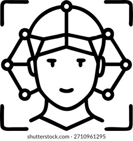 Primer plano del concepto de rejilla de reconocimiento facial de IA como una vista macro de una rejilla de reconocimiento facial de IA que escanea un rostro humano. La cámara se centra en las intrincadas líneas de la red digital que muestran el progreso en la conectividad de IA en la verificación de identidad en Francia. en Photo Stock Concept, espacio de copia para publicidad o Anuncio con Photo Realistic como detalle de alta calidad --ar 7:2