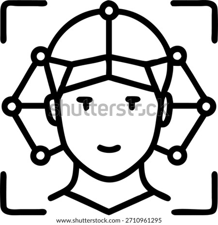 Close up of AI facial recognition grid concept as A macro view of an AI facial recognition grid scanning a human face. The camera focuses on the intricate digital grid lines showcasing the progress in AI connectivity in identity verification in France. in Photo Stock Concept , copy space for advertisement or banner with Photo Realistic as high Quality Detail --ar 7:2