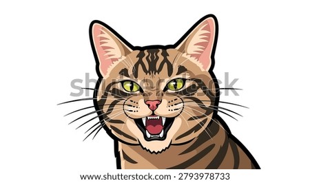 Close up of an angry cartoon cat