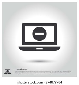 close application in laptop concept icon