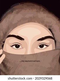 
Close Up of Asymetrical Eyes Girl Vector