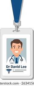 Close Up Badge Doctor Portrait Healthcare Professional Medical Identification Symbol