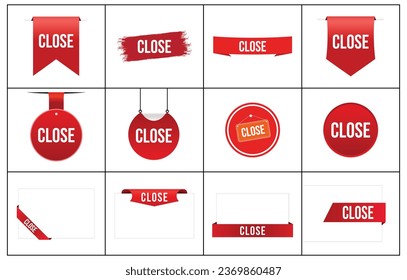 Close banner design. Close icon. Flat style vector illustration.