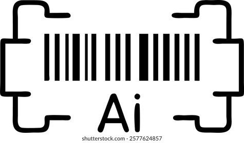 Close up of a barcode with AI elements scanning concept as A detailed shot of a barcode being scanned with AI elements embedded symbolizing AI enhanced inventory and business opera