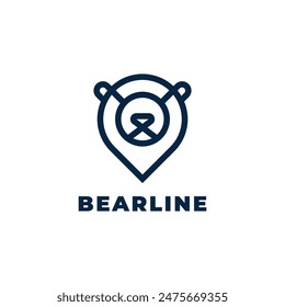 Close up of bear logo with pin, ideal for brand identity, business logos, marketing materials, merchandise design, and corporate branding projects.