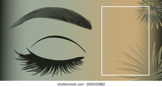 close a beautiful eye with long eyelashes for business cards, flyers, advertisements for beauty masters, eyelash extensions