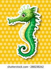 Close up beautiful seahorse on polka dot background