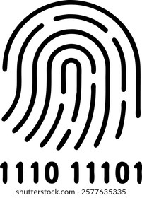 Close up of binary code forming a fingerprint concept as A macro image of binary code arranged in the pattern of a fingerprint representing digital identity and security within the