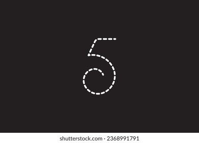 a close up of a black background with a white letter 5