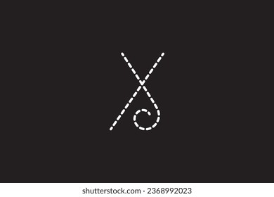 a close up of a black background with a white letter X
