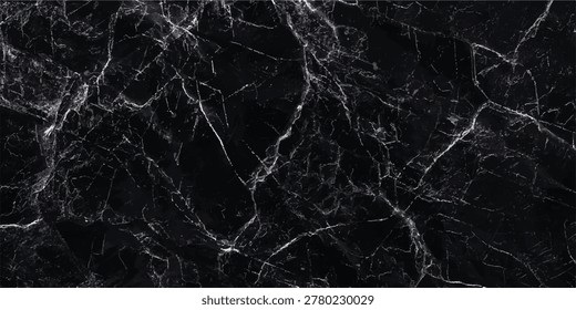 Close up of black marble surface with white veins and glossy finish