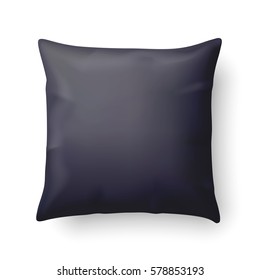 Close Up of a Black Pillow Isolated on White Background