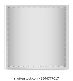 Close up of a blank white clothing label with stitches, offering ample space for branding and product information, isolated on a white background for easy integration into design projects