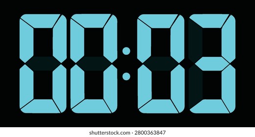 Close up of a blue digital clock showing a countdown style display