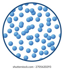 Un primer plano de una esfera azul con muchas otras esferas azules que la rodean
