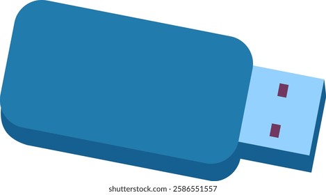 Close up of a blue USB flash drive, representing portable data storage and transfer in the modern digital age, emphasizing convenient technology for file management