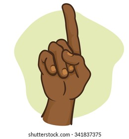 Close body, hand indicating number one African descent. Ideal for educational material and institutional