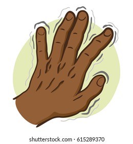 Close body part, hands shaking symptoms of, Parkinson's disease, cold or fear, afrodescendent. Ideal for educational and institutional and medical materials