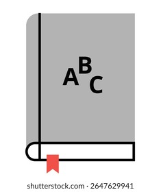 Close Book icon on transparent background, flat line design, vector illustration