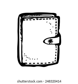 Close book vector drawing, hand drawn illustration, diary