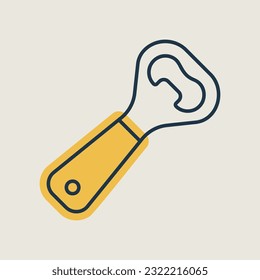 Close up of bottle opener vector icon. Kitchen appliances. Graph symbol for cooking web site design, logo, app, UI