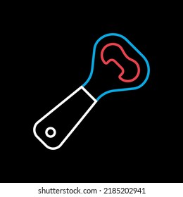 Close up of bottle opener vector isolated on the black icon. Kitchen appliances. Graph symbol for cooking web site design, logo, app, UI