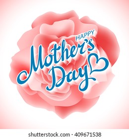 Close up of a bouquet of pink roses with a happy mothers day card on a white background art