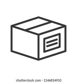 close box and label, shipping and logistic icon, outline design pixel perfect
