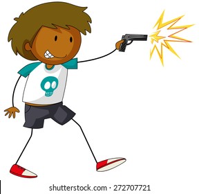 Cierra a un chico con un arma de fuego en la mano