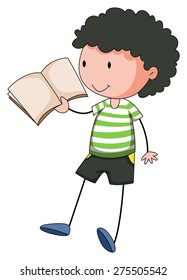 Close up boy reading a book