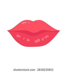 Close up of bright, luscious red lips with glossy highlights, symbolizing passion, beauty, and modern romance
