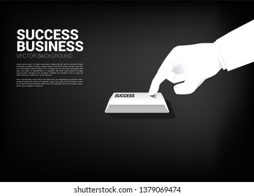 Close up businessman hand press success keyboard button. Concept for Technology for Business success
