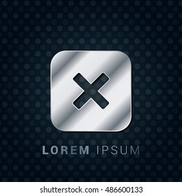 Close button 3D Silver/Platinum/Steel Metallic Premium Icon / Logo Design