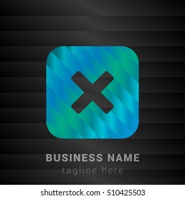 Close button Blue,Green and Black silk fashion premium icon / Logo