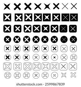 Close button element for web development or mobile Application. Cross icon sign to build platform or ui design and mockup. 