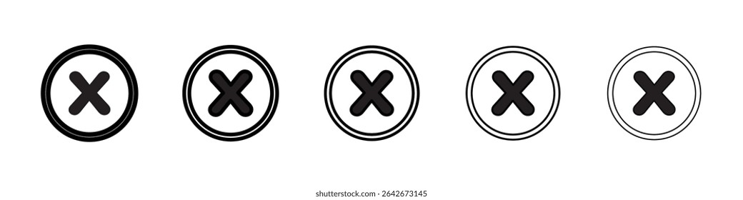 Close button icon isolated vector on white background set