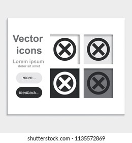 Close button placed on web page template flat vector icon. Forbidden sign.