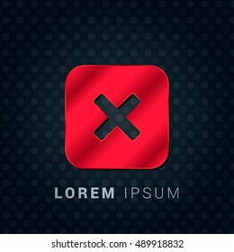 Close button Red chromium precious metallic 3D Icon / Logo Design