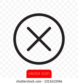Close button. Vector close icon line X cross in circle