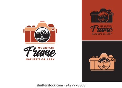 Close up camera with mountain background, perfect for photography blogs, travel publications, adventure-related designs, nature magazines, and outdoor websites.