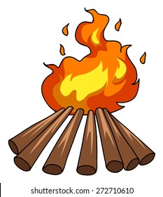 Close up campfire with burning flame