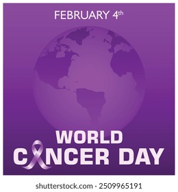 Cerrar la brecha de cuidado. Conmemoración del Día Mundial contra el Cáncer, 4 de febrero. Concepto del Día Mundial contra el Cáncer. Ilustración vectorial plana.