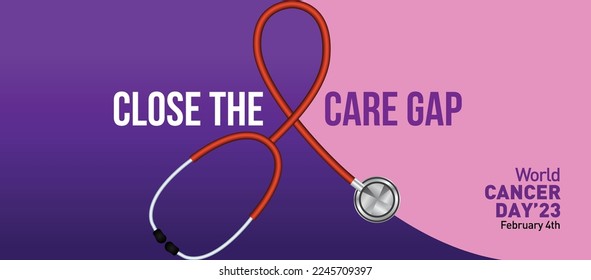 Close the care gap- World Cancer Day 2023 concept vector illustration. 4th February World Cancer Day Poster Or Banner Background.